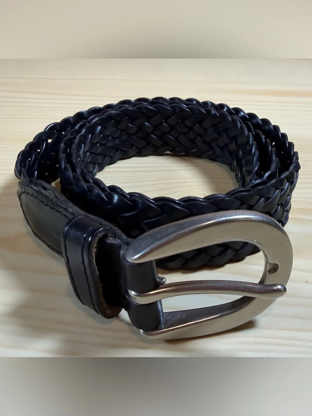 Coach Woman’s Black Leather Size Small Braided Belt 8515 32” Lightly Worn Woven